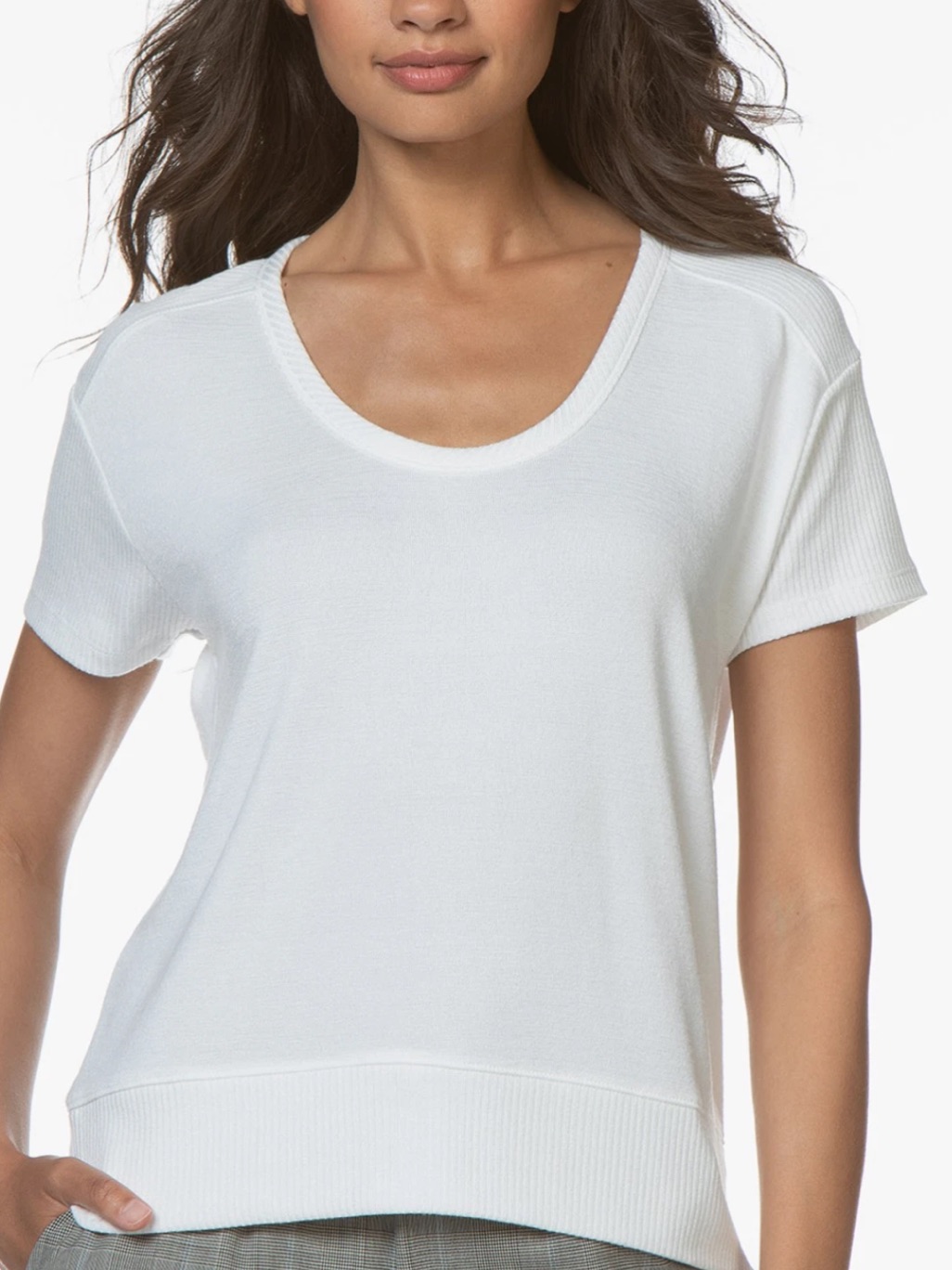 Rag & Bone White Solid Knit Scoop Neck Short Sleeve Ribbed Pullover Sweater M